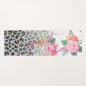 Silver Gold Black leopard Print Pink Flowers Yogamat (Achterkant (horizontaal))