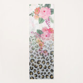 Silver Gold Black leopard Print Pink Flowers Yogamat (Voorkant)