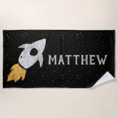 Silver Gold Black Rocket Ship Speciaal Strandlaken (Voorkant)