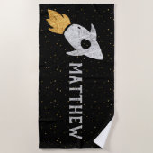 Silver Gold Black Rocket Ship Speciaal Strandlaken (Voorkant)