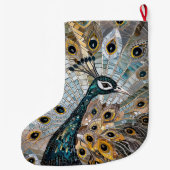 Silver Gold Blauwgroen Blue Peacock Kerstnaam Grote Kerstsok (Achterkant)