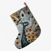 Silver Gold Blauwgroen Blue Peacock Kerstnaam Grote Kerstsok (Achterkant (Hangend))