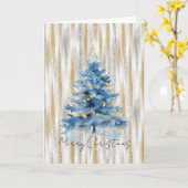 Silver Gold Blue Christmas Tree Kaart (Gele Bloem)