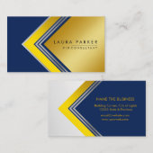 Silver Gold Blue Geometrical Finance Modern Visitekaartje (Voorkant / Achterkant)