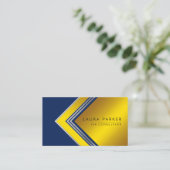 Silver Gold Blue Geometrical Finance Modern Visitekaartje (Staand voorkant)