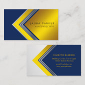 Silver Gold Blue Geometrical Finance Modern Visitekaartje (Voorkant / Achterkant)