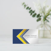Silver Gold Blue Geometrical Finance Modern Visitekaartje (Staand voorkant)