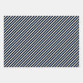 Silver, Gold Blue Glitter Stripe Festive Kerstmis Inpakpapier Vel (Voorkant 2)