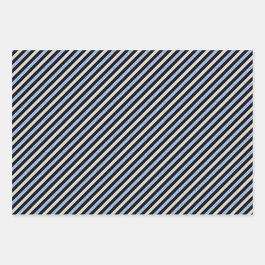 Silver, Gold Blue Glitter Stripe Festive Kerstmis Inpakpapier Vel (Voorkant 2)