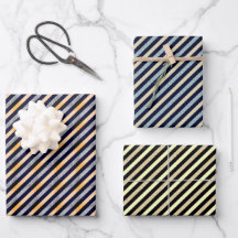 Silver, Gold Blue Glitter Stripe Festive Kerstmis