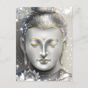 Silver & Gold Buddha Lotus Briefkaart