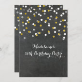 Silver Gold Chalkboard Confetti 50e verjaardag Kaart (Voorkant / Achterkant)