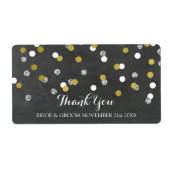 Silver Gold Chalkboard Confetti trouwlabels Etiket (Voorkant)