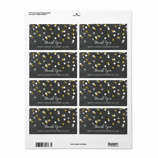 Silver Gold Chalkboard Confetti trouwlabels Etiket (Full Sheet)
