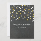 Silver Gold Chalkboard Confetti Wedding Invitation Kaart (Voorkant)