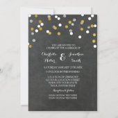 Silver Gold Chalkboard Confetti Wedding Invitation Kaart (Achterkant)