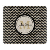 Silver Gold Chevron Faux Glitter Snijplank (Voorkant)