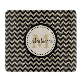 Silver Gold Chevron Faux Glitter Snijplank