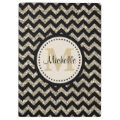 Silver Gold Chevron Monogram Klembord (Achterkant)