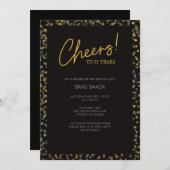 Silver & Gold Confetti 21e verjaardag uitnodiging (Voorkant / Achterkant)