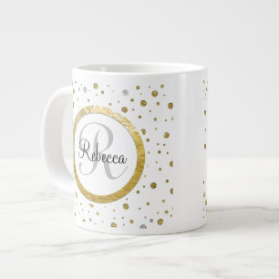 Silver/Gold Confetti Monogram Grote Koffiekop
