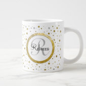 Silver/Gold Confetti Monogram Grote Koffiekop (Rechts)