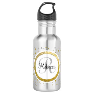 Silver/Gold Confetti Monogram Waterfles