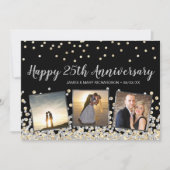 Silver Gold Confetti Photo 25e Jubileum Kaart (Voorkant)