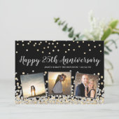 Silver Gold Confetti Photo 25e Jubileum Kaart (Staand voorkant)
