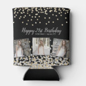 Silver Gold Confetti Photo Collage 21st Birthday Blikjeskoeler (Achterkant)