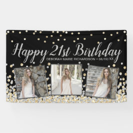 Silver Gold Confetti Photo Collage 21st Birthday Spandoek