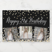 Silver Gold Confetti Photo Collage 21st Birthday Sparkling Wijnetiket (Enkel label)