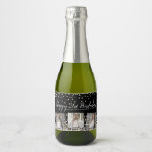 Silver Gold Confetti Photo Collage 21st Birthday Sparkling Wijnetiket (Voorkant)