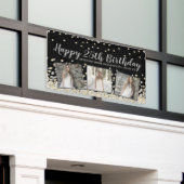 Silver Gold Confetti Photo Collage 25th Birthday Spandoek (Buitenkant Gebouw)