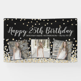 Silver Gold Confetti Photo Collage 25th Birthday Spandoek