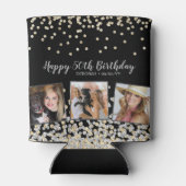 Silver Gold Confetti Photo Collage 50e verjaardag Blikjeskoeler (Achterkant)