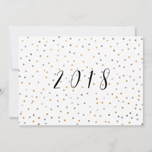 Silver + Gold Confetti Uitnodiging nieuwjaarsfeest (Achterkant)