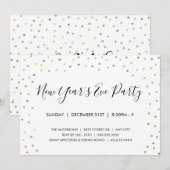 Silver + Gold Confetti Uitnodiging nieuwjaarsfeest (Voorkant / Achterkant)