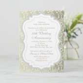 Silver Gold Damask 50th Wedding Jubileum Kaart (Staand voorkant)