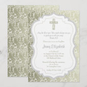 Silver Gold Damask Cross-bevestiging Kaart (Voorkant / Achterkant)