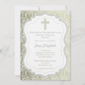 Silver Gold Damask Cross-bevestiging Kaart (Voorkant)
