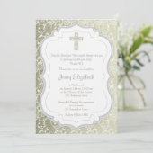 Silver Gold Damask Cross-bevestiging Kaart (Staand voorkant)