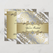 Silver Gold Damask Kaart (Voorkant / Achterkant)