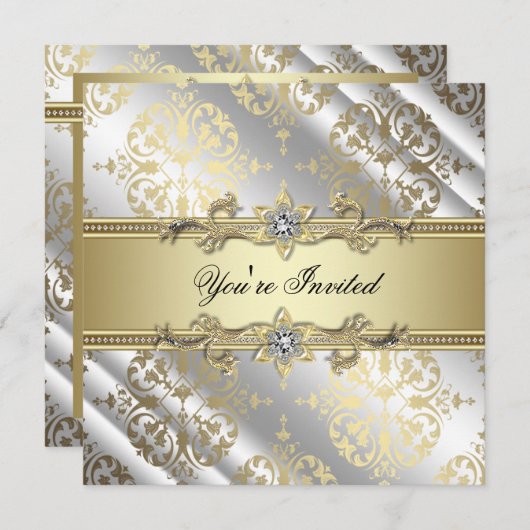 Silver Gold Damask Kaart (Voorkant / Achterkant)