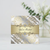 Silver Gold Damask Kaart (Staand voorkant)