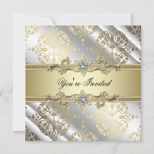 Silver Gold Damask Kaart (Voorkant)