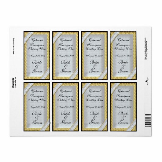 Silver Gold & Diamonds Weddenschap Wijn Label (Full Sheet)
