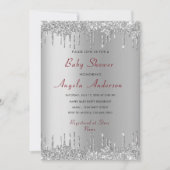 Silver Gold Drips Baby Boy Shower Invitation Kaart (Voorkant)