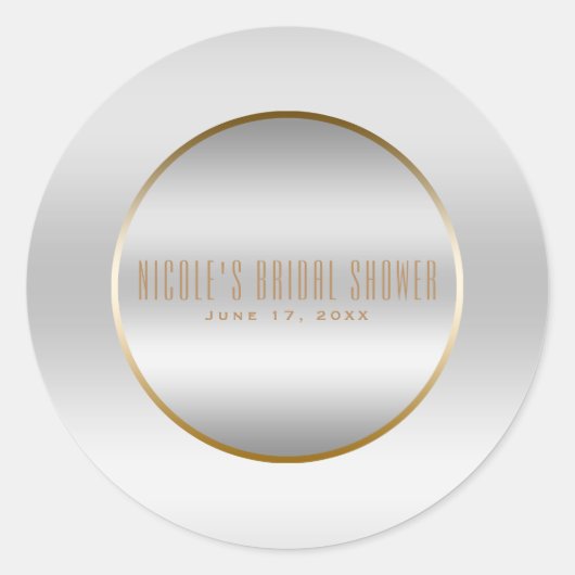 Silver & Gold Elegant Classy Glam Wedding Favor Ronde Sticker (Voorkant)