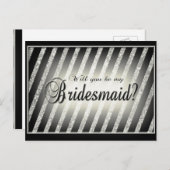 Silver, Gold en Black Bridesmaid Uitnodiging (Voorkant / Achterkant)